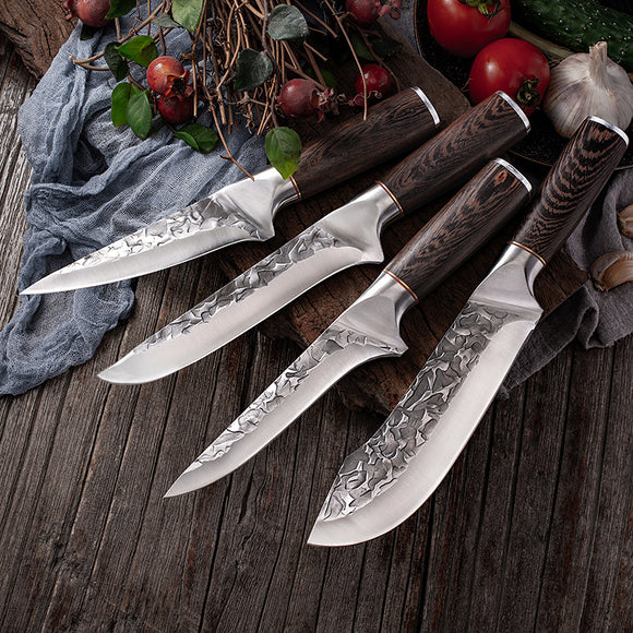Cuchillo de Acero Inoxidable Martillado para Carne y Barbacoa Estilo Yangjiang