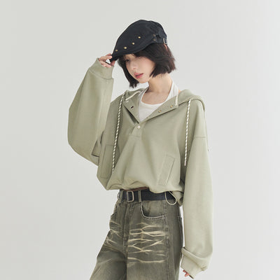 Sudadera Cropped Suelta con Ajuste en Dobladillo para Mujer - Image 6