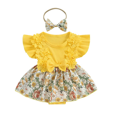 Jumpsuit Infantil con Volantes Florales y Moño - Image 5