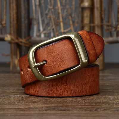 Cinturón de Cuero Genuino Estilo Retro con Hebilla de Pasador para Hombre - Image 5