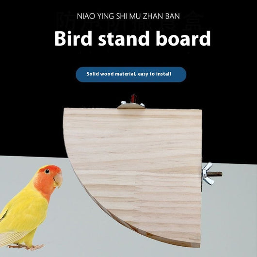 Semicircular solid wood bird cage platform with metal wingnut fasteners, designed for perching and playing. - Image 15