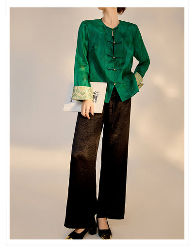 Blusa Retro Elegante con Bordado Chino y Botones Decorativos - Image 27