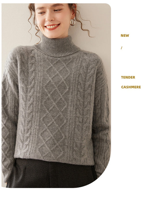 Suéter Cashmere Suelto con Cuello Alto - Tejido Grueso de Tres Capas - Image 29