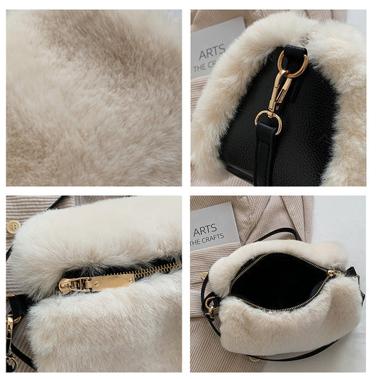 Bolso de Hombro Cuadrado Plush en Colores Sólidos - Image 13