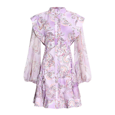 Vestido Ejecutivo Mujer Cuello Alto Ajustado con Detalles en Malla - Image 8