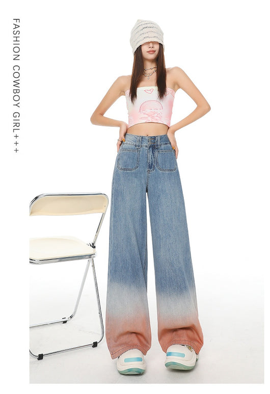 Pantalones Vaqueros Cintura Alta Pierna Ancha Degradado - Ajuste Holgado para Mujer - Image 21