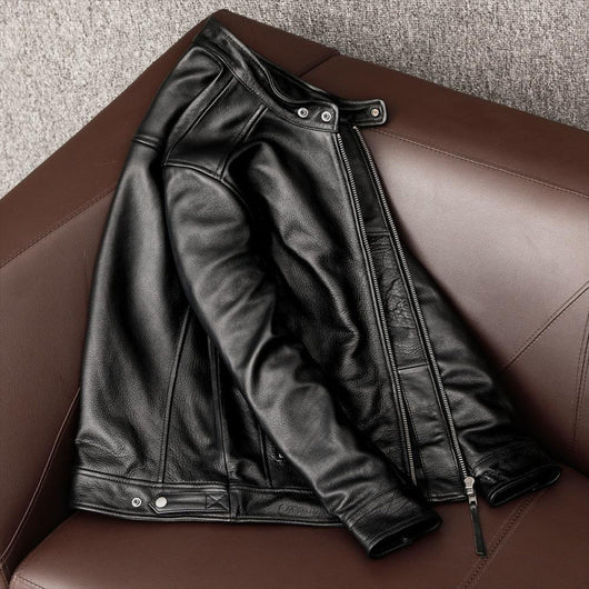 Chaqueta de Cuero para Hombre con Cuello Alzado - Estilo Juvenil - Image 3