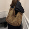 Bolso Retro de Hombro Estampado Leopardo con Textura Casual