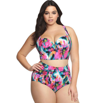 Bikini Estampado Push Up Cintura Alta Talla Grande Multicolor para Mujer - Image 6