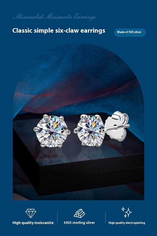 Aretes de Cristal de 1 Quilate Plata de Ley S925 para Mujer - Image 15