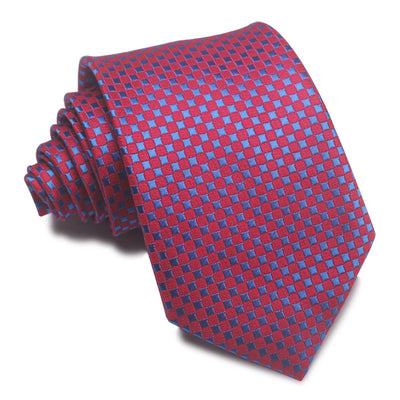 Corbata Jacquard Rayada 8CM para Hombre - Rojo, Negro y Azul - Image 5