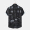 Camiseta Hombre Estampado Abstracto Cartoon con Bolsillo y Eslogan Divertido