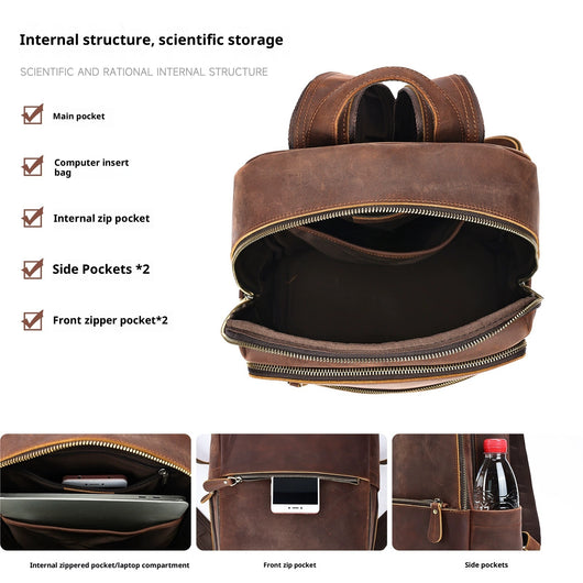 Mochila de Cuero para Hombre con Gran Capacidad - Image 5