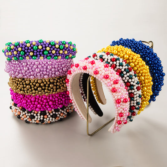 Diadema de Espuma con Perlas de Colores para Mujer