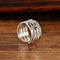 S925 Prata Esterlina Vintage Tecido Versão Ampla Anel Feminino Banhado a Prata