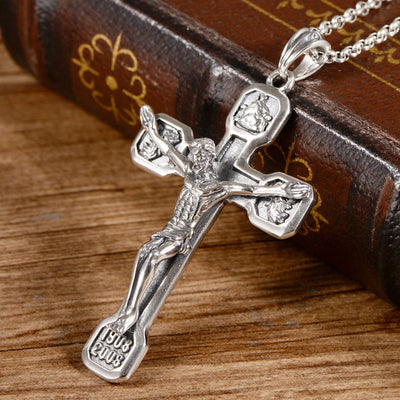 Dije Cruz Jesús para Hombre en Plata - Image 4