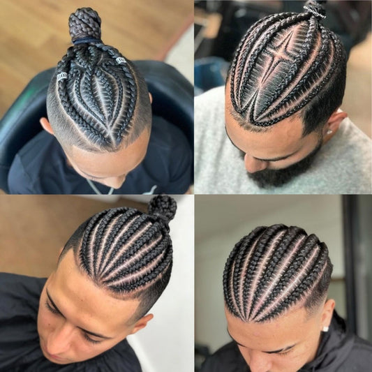 Peluca Trenzada Africana Tejida a Mano con Cabello Natural para Hombre