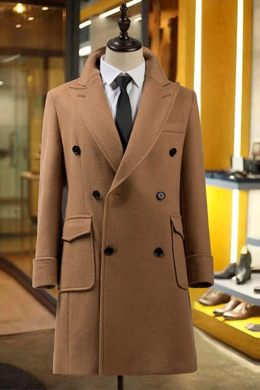 Abrigo de Lana Tipo Gabardina Doble Botonadura Slim Fit para Otoño e Invierno - Image 8