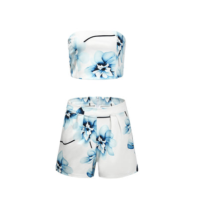 Conjunto Estampado Crop Top y Short - Diseño Moderno Vientre Descubierto - Image 2