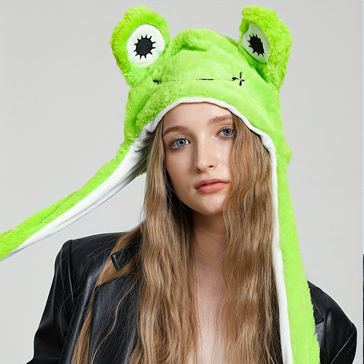 Gorro Peluche con Orejas Móviles - Panda, Perro, Rana y Cachorro para Disfraz y Fiesta - Image 5