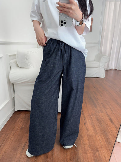 Pantalones Vaqueros Anchos con Cintura Elástica y Cordón Ajustable - Image 31