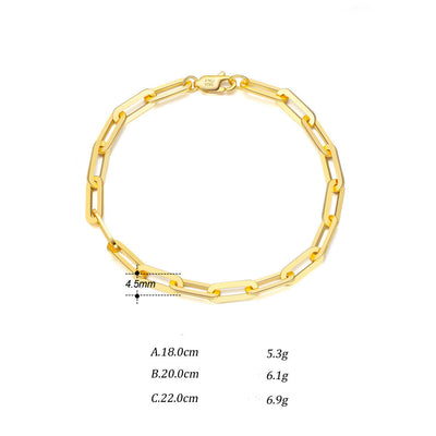 Pulsera Cadena Cuadrada Estilo Paperclip Chapada en Oro 14K - Diseño Ins Personalidad - Image 3