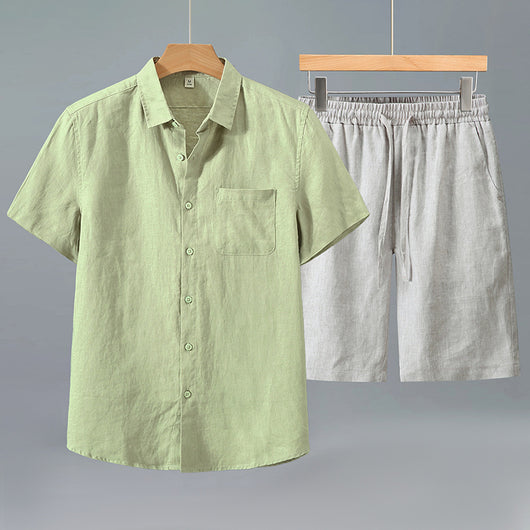 Camisa de Lino Manga Corta para Hombre - Traje Ejecutivo - Image 11