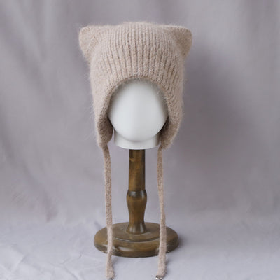 Gorro Tejido Cálido con Orejas de Gato - Pelaje de Conejo Suave - Image 11