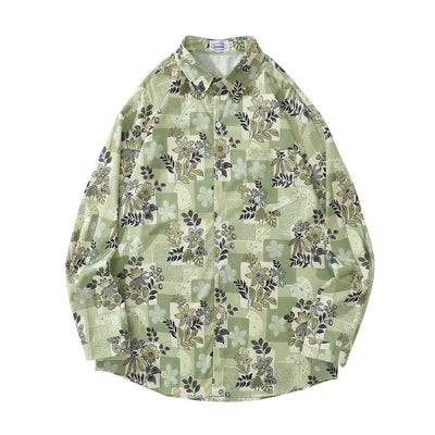 Camisa Manga Larga Estilo Retro Japonés con Estampado Floral para Hombre - Image 2