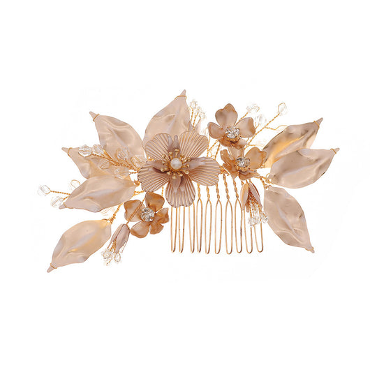Peine Nupcial Premium con Flores Doradas Artesanal - Image 12