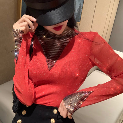 Blusa de Malla de Seda Otoñal Versátil con Mangas Largas - Image 18