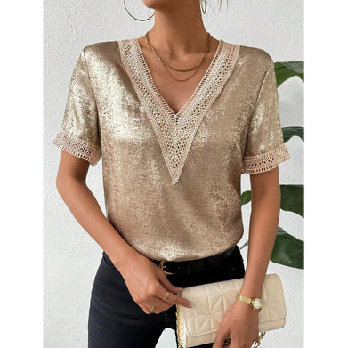 Blusa Elegante para Mujer con Encaje y Escote en V - Image 11