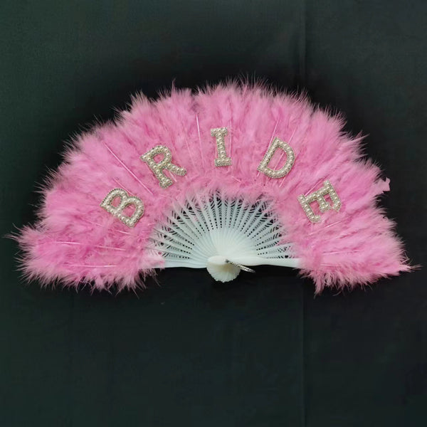 Abanico de Plumas Blanco Perla para Novia