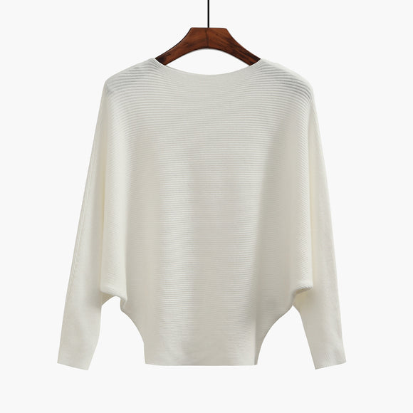 Suéter Tejido Holgado para Mujer - Blusa Cuello Redondo Manga Murciélago