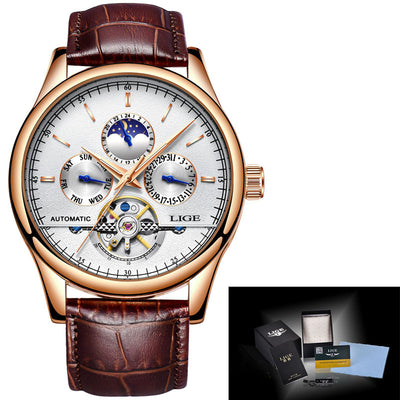 Reloj Automático de Hombre con Correa de Cuero Resistente al Agua - Image 3
