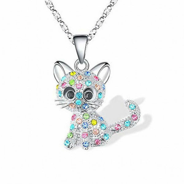 Collar Colgante Gato Love Color con Diamantes - Image 4