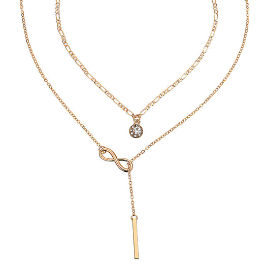 Collar Colgante de Circón Multicapa con Diamantes Número 8 para Mujer - Image 4