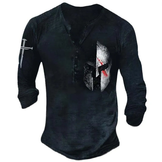 Camiseta Manga Larga para Hombre con Botones de Solapa Abierta e Impresión Digital - Image 46