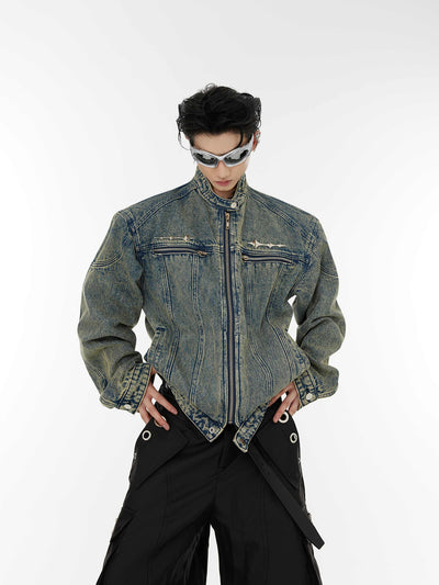 Chaqueta de Diseño Metalizado sin Cuello para Hombre - Image 10