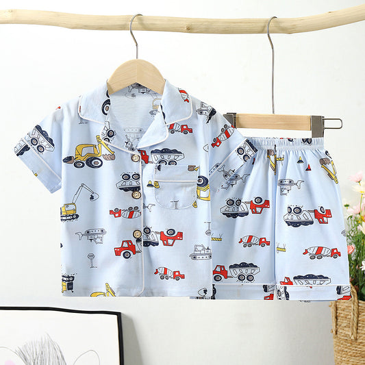 Pijama Infantil Estilo Coreano de Algodón con Cuello
