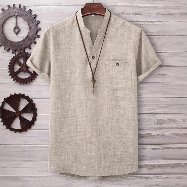 Camisa Casual Manga Corta Cuello Solapa Colores Lisos