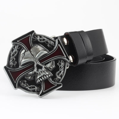 Cinturón de Cuero Bovino con Diseño Calavera de Dos Capas - Image 18