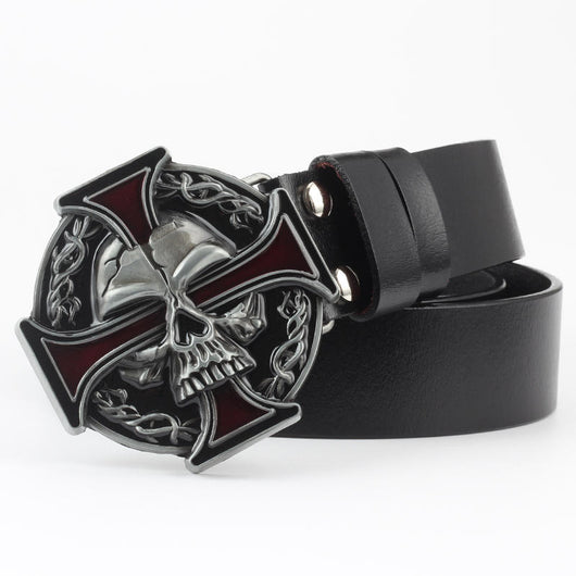 Cinturón de Cuero Bovino con Diseño Calavera de Dos Capas - Image 18