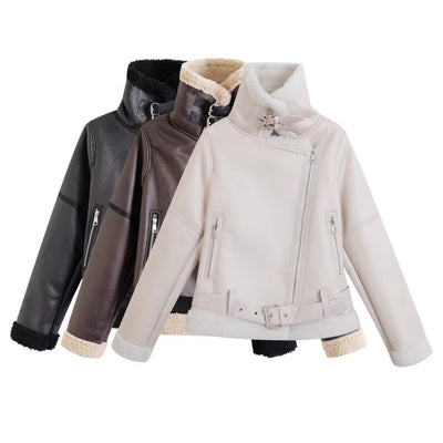 Chaqueta Cropped Estilo Biker para Mujer