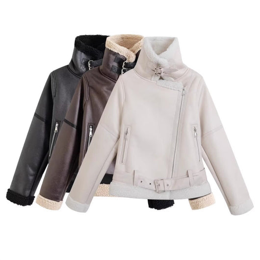 Chaqueta Cropped Estilo Biker para Mujer
