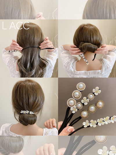 Pasador de Cabello Perla Diamante Trenzado Net Red Pan - Image 12