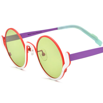 Lentes de Sol Mujer Bloques de Color Titanio Puro Diseño Redondo - Image 6