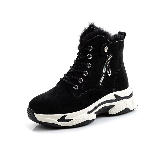 Botas de Cuero Forradas para Invierno con Suela Gruesa