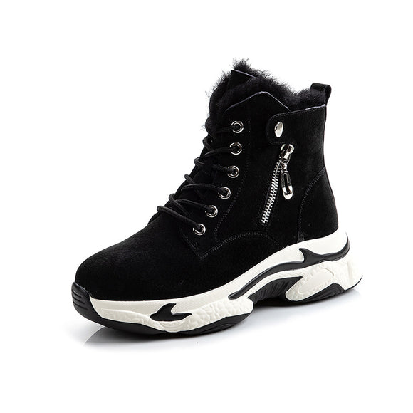 Botas de Cuero Forradas para Invierno con Suela Gruesa