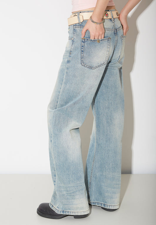 Pantalones Vaqueros de Pierna Ancha Cintura Alta para Mujer - Image 12